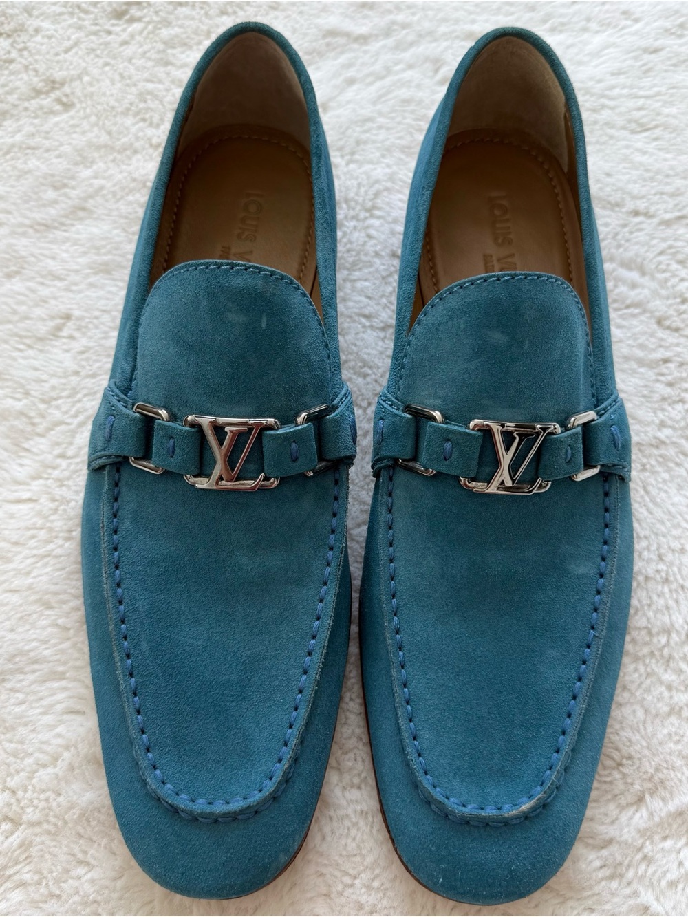 Louis Vuitton Lexington Logo LV Loafers Blue Suede 10 UK/ 11 US Authentic